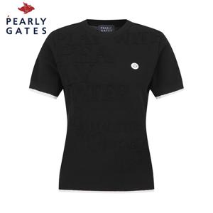 [파리게이츠] 파리게이츠 여성 배색 레이스 엠보 레터링 반팔 니트 521E3SR101_BK