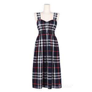버버리 달리아 하우스체크 셔링 민소매 원피스 네이비 80994101