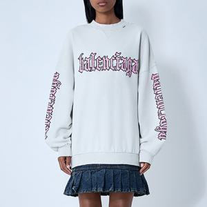 26 SS 발렌시아가 로고 디테일 스웨트셔츠 미니 드레스 화이트 838718 TSVW5 9012