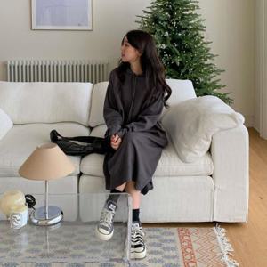 [옷자락]여자 FW 라글란 등원룩 비스코스 후드니트 롱원피스