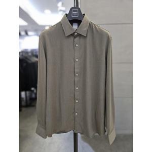 바쏘옴므 세이브존03 바쏘옴므 남자 셔츠 카키 스판 무지 긴팔 남방 WSAGY3TD17A