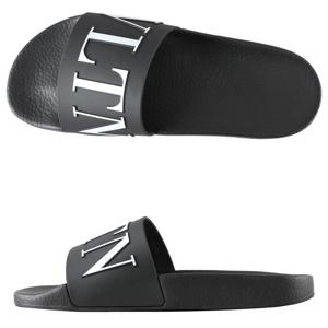 발렌티노 남성 러버 VLTN 슬라이드 샌들 블랙 화이트 2Y2S0873SYE 0NI