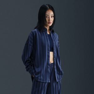 나이키긴팔티 JQK HV1957-410 여성 오버사이즈 자카드 스트라이프 버튼다운 셔츠