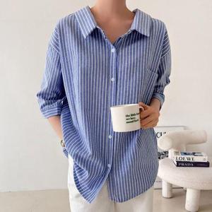 빅사이즈 507 스트라이프7부매듭남방 DBSU813