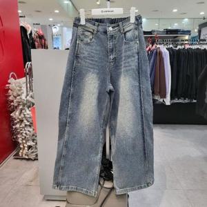 에어워크주니어 sh06 볼룬 와이드 기모 S/블루 버뮤다 데님팬츠 R258G3182A