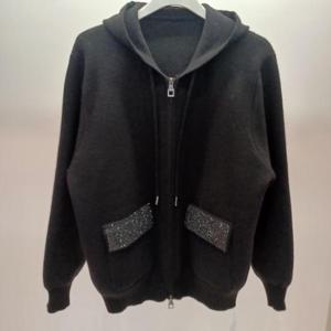 Destijl HC06 엉덩이덮는길이 비즈포켓배색 집업 후드 점퍼형 니트 가디건 D2543cd07B