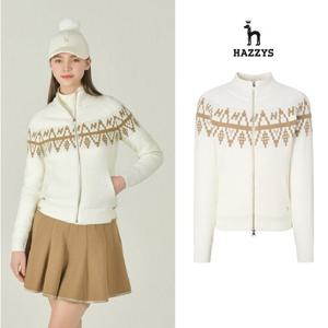 [헤지스골프] 헤지스여성 노르딕 방풍 집업 가디건 평상겸용 골프스웨터 HWSW5D717