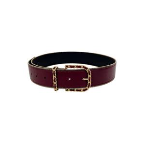 [엘러브] 샤넬 24K 체인 레더 벨트 75(70) 버건디 금장 5ET1991