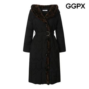 [지지피엑스]레오파드 퍼 배색 퀼팅 후드 롱 패딩 점퍼 (GP9JP020F)