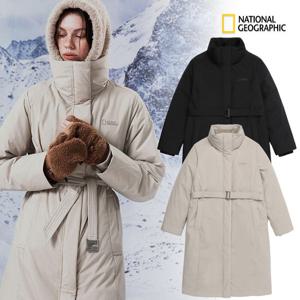 내셔널지오그래픽 여성 어반 노사시 코트형 구스 롱다운 N254WDW350