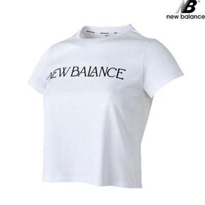 뉴발란스 NBNEC2W662-WH 로고 슬림핏 크롭탑 여성 반팔티 티셔츠