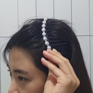 올림머리 일자형 큐빅펄 헤어빗핀
