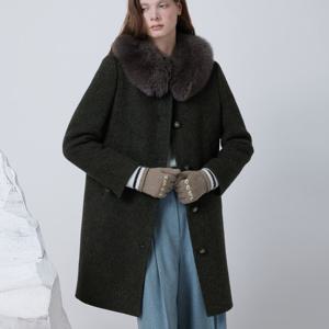 [듀엘]폭스퍼 카라 알파카 싱글 코트  D254MSG510