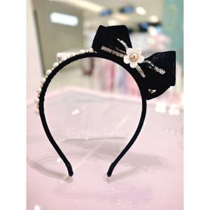 [프랜치켓] 여아키즈헤어밴드 블랙 벨벳 리본 머리띠 Q55DG5091B1