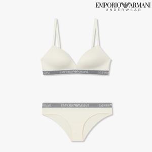 [엠포리오 아르마니 언더웨어]아이코닉 로고밴드 코튼 브라렛 삼각브리프세트(0825381545-11)