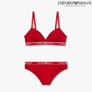 [엠포리오 아르마니 언더웨어]아이코닉 로고밴드 코튼 브라렛 삼각브리프세트(0825381546-11)