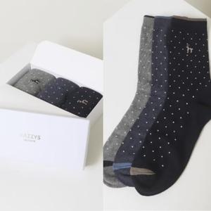 [헤지스ACC] 도트패턴 장목 양말 3종 세트 HISS6E506N2