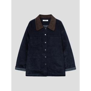 (356139SMZR) [에잇세컨즈] [인플루언서 PICK] 코듀로이 칼라 배색 워크재킷  네이비