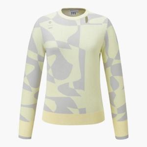 데상트골프웨어 GQC DQ12WFKP12-YELG 여성 라운드 자가드 스웨터 / Yellow