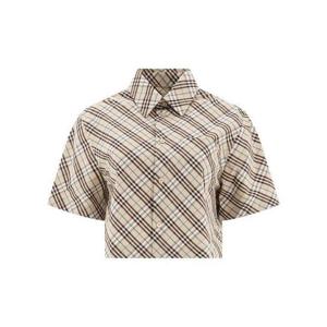 (명품) 버버리 크롭 체크 코튼 셔츠 반팔 810112