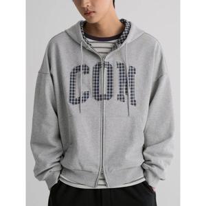 (456141SS13) [에잇세컨즈] 헤비져지 아플리케 후드 집업  그레이