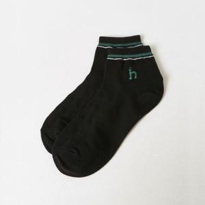 헤지스  26SS  남성 로고자수 면혼방 단목양말 HZSS6E304BK