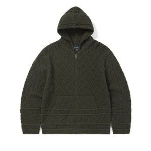 디스이즈네버댓 THISISNEVERTHAT Cable Knit Zip Hoodie Olive TN233KKNZK02OLV 350211