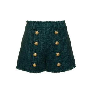 Balmain 하이웨이스트 버튼 디테일 트위드 쇼츠 BF1PA313XF91 7CX TP934580903