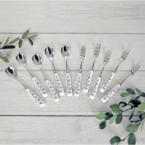 [골든벨]버터플라이 그레이 도자기 티스푼/티포크 10P 세트