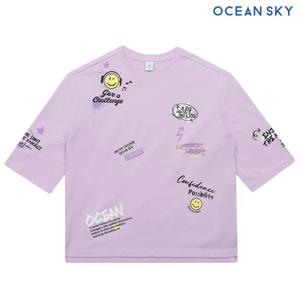 [오션스카이]여아 멀티 그래픽 7부 롱티셔츠-CBJG5165C0T