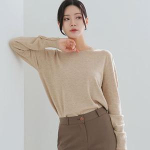 [옷자락]여자 노란니트 단추 엷은 SS 긴팔티 비스코스 니트