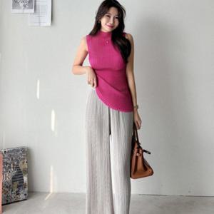 [옷자락]여성 넓은 휴양룩 주름바지 코지 잔플리츠 팬츠