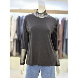 소고 트리아나 세이브존07 소고 트리아나 여성 시스루 배색 반폴라 티셔츠 AJ3TA07