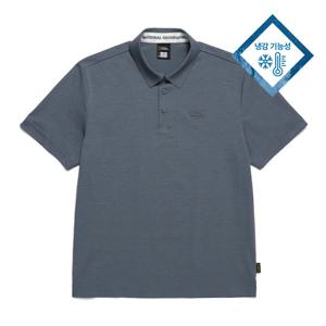 내셔널지오그래픽 N242MPL840 무봉제 냉감 카라 반팔티 BLUE