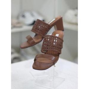 바이로쏘 세이브존03 소가죽 라탄 콤비 청키힐 5.5cm 뮬 샌들 SAVBY24S11818BI3