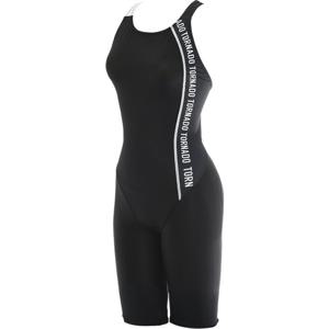 여자 실내 수영복 토네이도 반신 강습용 스윔웨어 로고라인 블랙