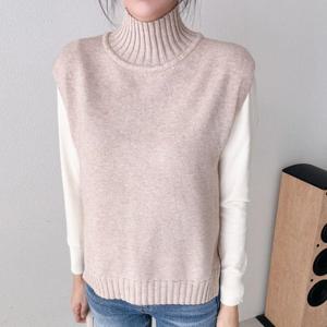 [옷자락]여자 골지폴라 뒷단추 비스코스 언발루즈핏 니트조끼