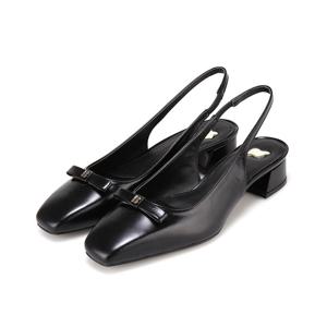 [바바라(슈즈)]소가죽 스퀘어토 리본 포인트 슬링백 펌프스 BBH501BK