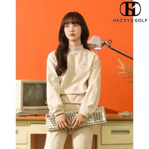 [헤지스골프] (HWTS4C991I1) 베이지 여성 스트링 웨이스트 우븐 맨투맨