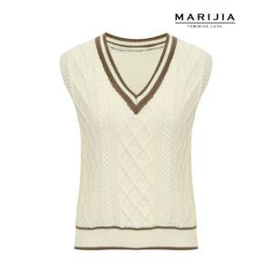 [마리지아][MARIJIA] 브이넥 꽈배기 니트 조끼_MKTA42006