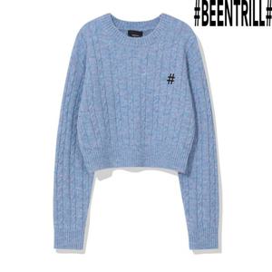 [빈트릴]우먼즈 에센셜 해시태그 로고 크롭 니트 BA243KT501