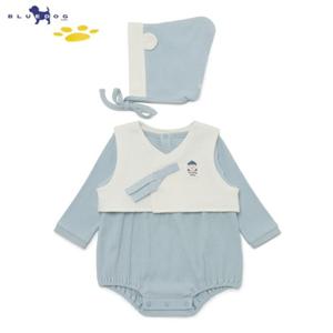 블루독베이비[hu] 25.SS BL)도기한복세트바디수트 45170-040-11 유아바디수트 모자세트 한복수트 출산선물