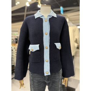 [코데즈컴바인] (CKA-CD501W1) 배색 카라 가디건