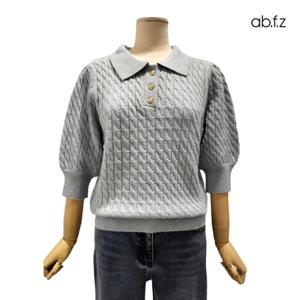 [에이비에프지]꽈베기 카라넥 반팔 니트 APY4HW34K