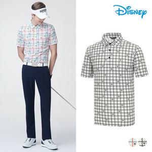[디즈니골프] 남성 물결체크 캐릭터 반팔 카라 티셔츠 DO2MTS031