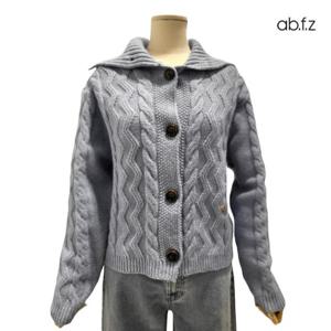 [에이비에프지]빅 카라 포인트 꽈베기 긴팔 울 니트 가디건 APY4QY37K