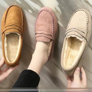 [옷자락]여자 겨울 털신 스웨이드 방한 페니로퍼 단화