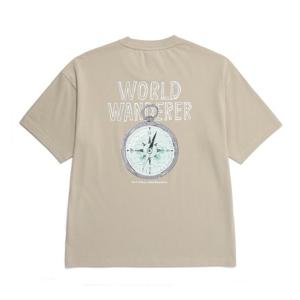 내셔널지오그래픽 N252UTS907 트레져 컨셉 나침반 그래픽 세미오버핏 반팔 티셔츠 BEIGE KHAKI