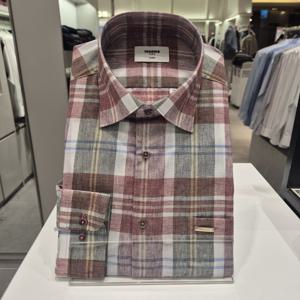 [레노마] 린넨 혼방 멀티 빅체크 일반핏 긴팔 남자셔츠ROSSG1032핑크