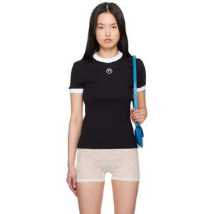 25 FW 마린세르 여성 블랙 문 로고 저지 티셔츠 251020F110008